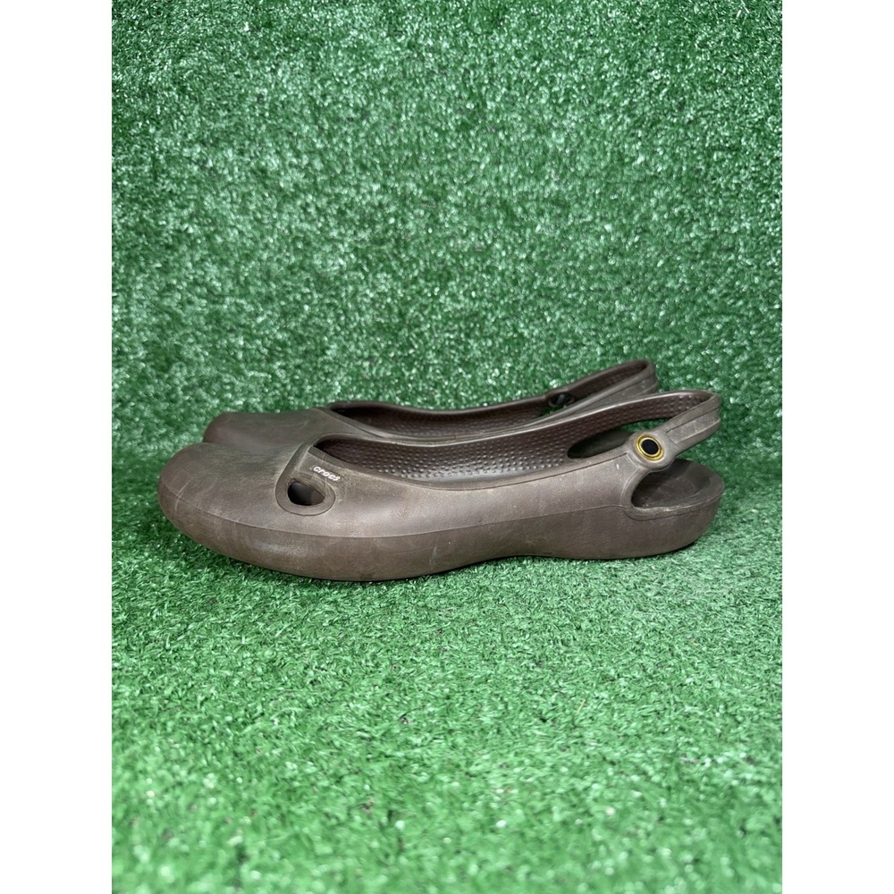 Crocs Women Size 12 Olivia II Slingback Brown Rubber Comfort Slide Slip On Shoes - Picture 4 of 7